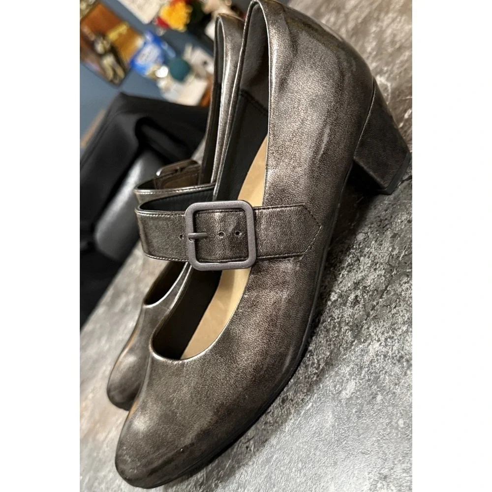 Ziera VALLEY Womens Mary‎ Jane Comfort Plus Heels Patent Leather Bronze 39.5FF